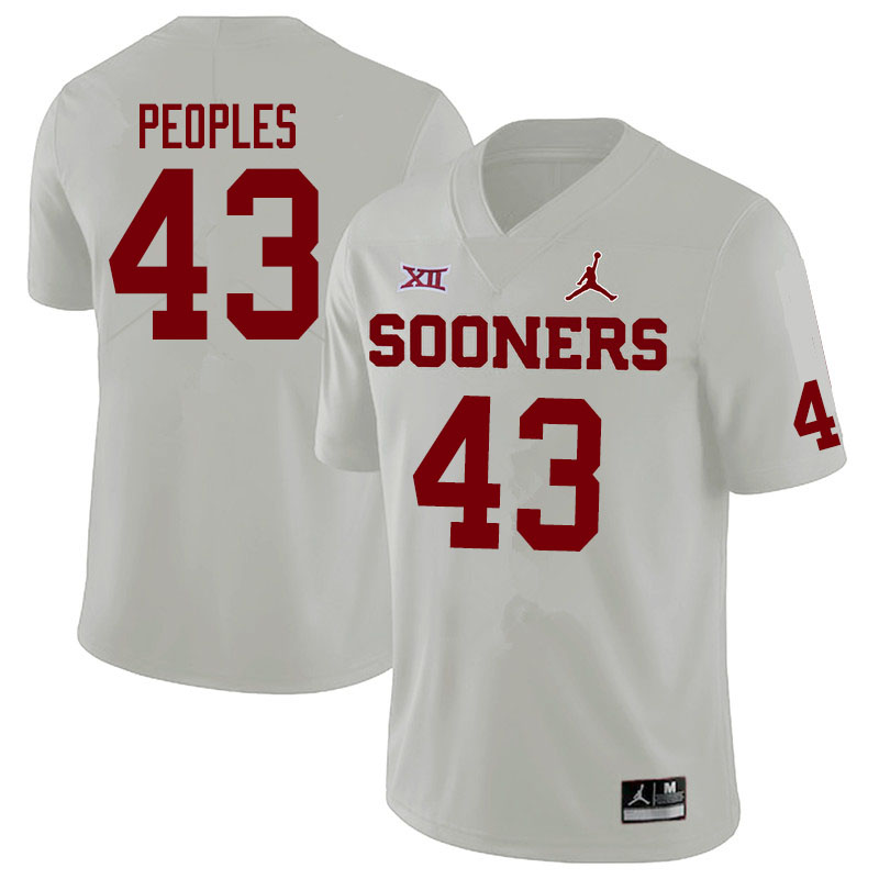 Jordan Brand Men #43 Ryan Peoples Oklahoma Sooners College Football Jerseys Sale-White - Click Image to Close